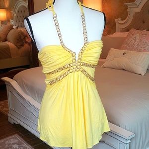 SKY JEWELED HALTER TOP